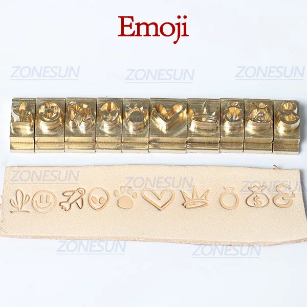 Emoji ZONESUN 5/7/10 см с Т-образными пазами Алфавит цифры символ кожа тиснение холодной Пресс инструмент бренд Железный Пользовательские Начальная пресс-форм Матрица для рельефного тиснения - Цвет: Emoji