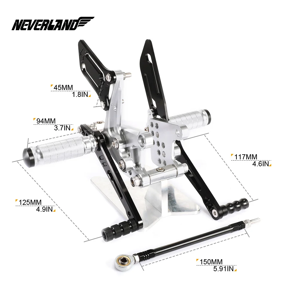 For Suzuki K1 GSX-R1000 GSX-R600 GSX-R750 SV650 S Adjustment Rider Motorcycle Footrests Alloy Rears