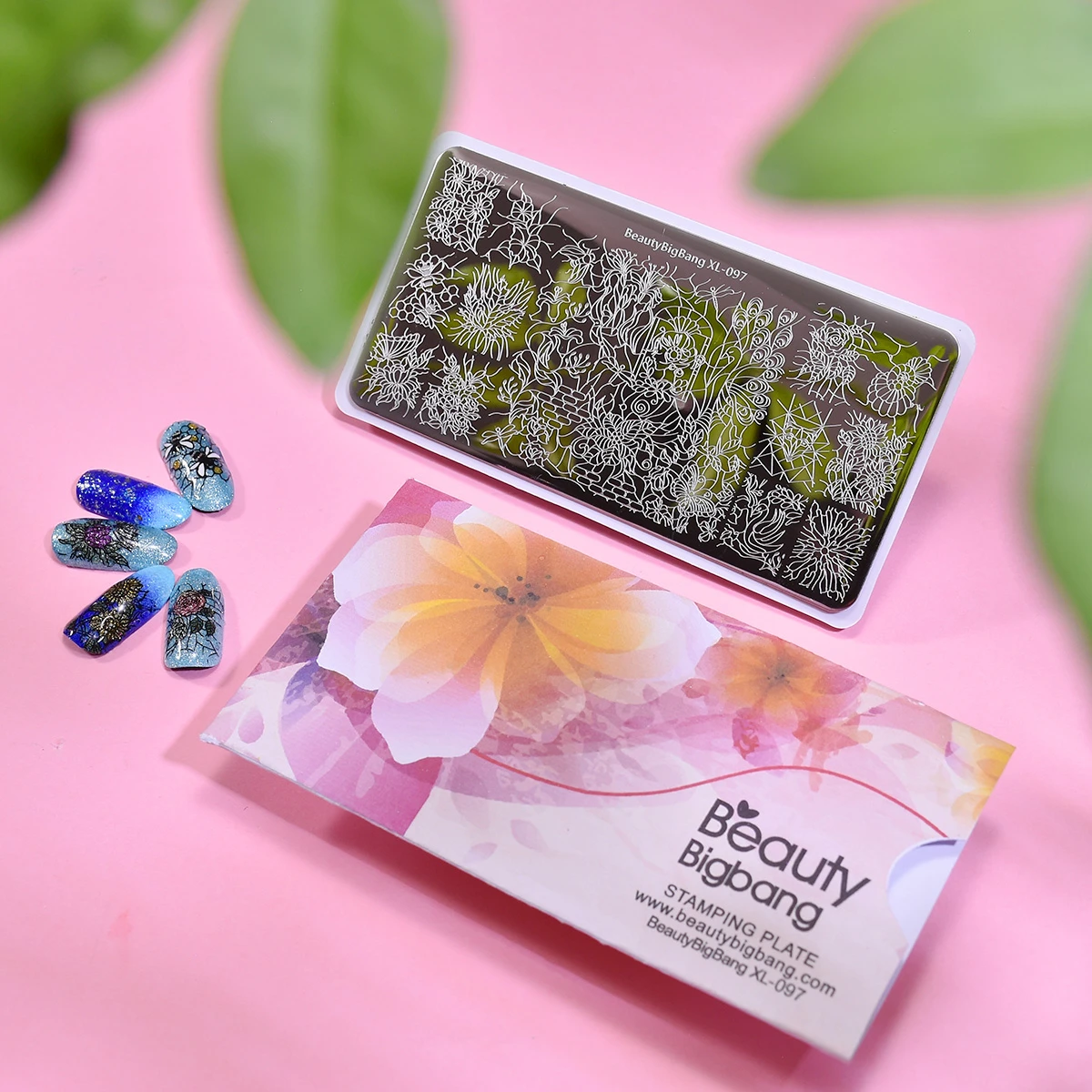 Beautybigbang пластины для стемпинга ногтей натуральный цветок пчела Лебедь тема Изображения Топ шаблон форма дизайн ногтей трафарет XL-097