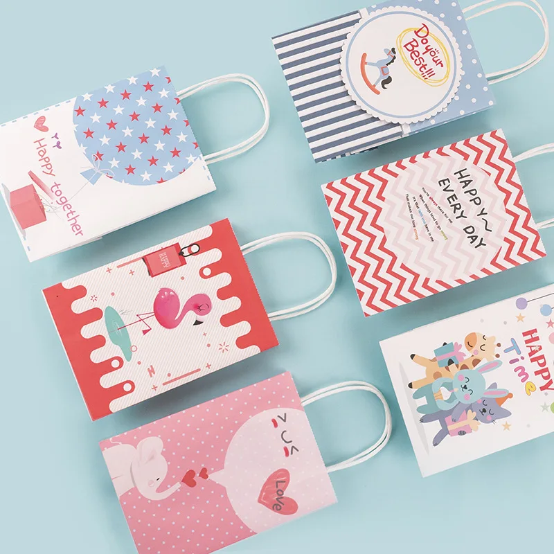 

AVEBIEN New Kraft Paper Baby Shower Gift Bag Children's Cartoon Animal Small Fresh Birthday Party Holiday Portable Packaging Bag