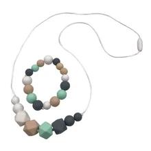 2 chaînes de sucette en Silicone pour bébé, anneau de dentition, collier de dentition, perles, longue chaîne, petite tige à mâcher pour les dents 