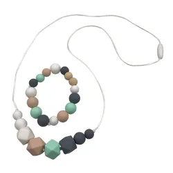 2pcs Baby Silicone Pacifier Chains Baby Teether Teething Necklace Beads Long Chain Nursery Tiny Rod Chewable Teether for Teeth