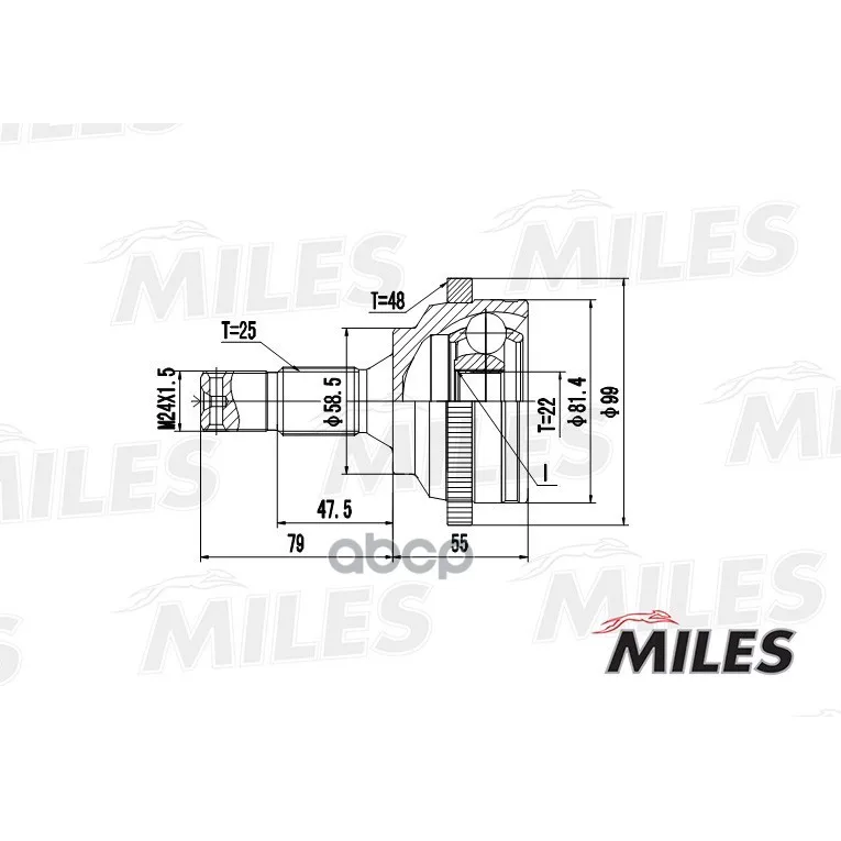 Шрус Peugeot 206 1.6 00- Нар.(Abs) Miles Ga20374 Miles арт. GA20374
