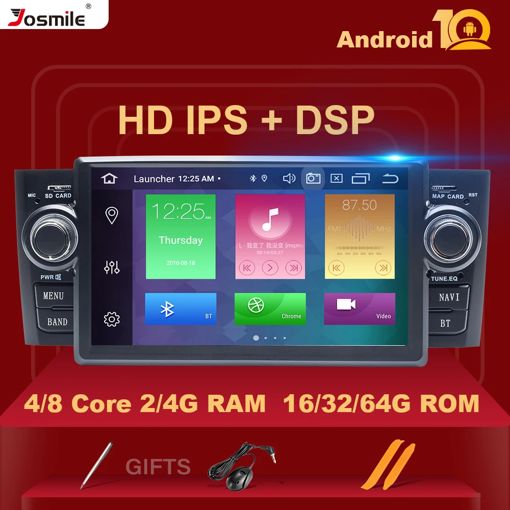 4 GB IPS DSP autoradio 1din Android 10 Car Stereo multimedia Player For Fiat Grande Punto Linea 2007-2012 GPS Navigation Carplay |