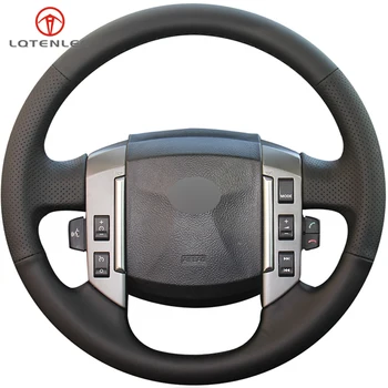 

LQTENLEO Black Artificial Leather DIY Hand-stitched Car Steering Wheel Cover For Land Rover Discovery 3 2004-2009
