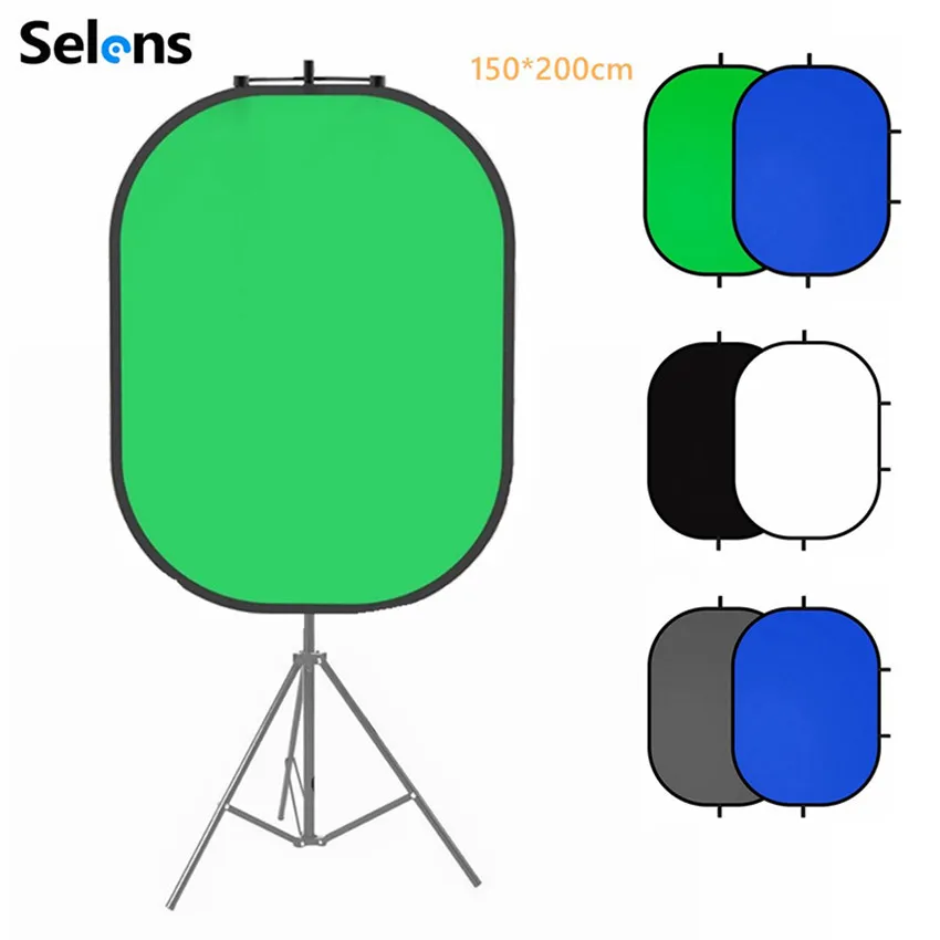 Selens 150x200cm 2 in 1 Backdrop Cloth + Magnetic Reflector Holder Studio Screen Photography Background For YouTube Video Studio