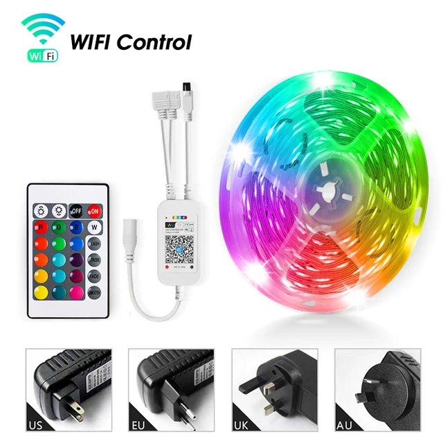 WIFI LED Strip Lights Bluetooth RGB Led light 5050 SMD Flexible 20M 15M  DC WIFI 24K/44K Control+Adapter WIFI control