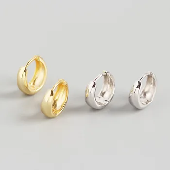 

Genuine 925 Sterling Silver Small Wide Hoop Earrings Gold Tone Hoops Luxury Jewelry for Women