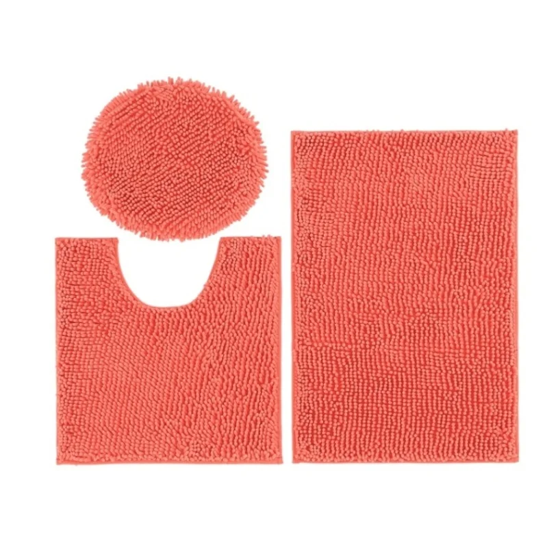Orange Red 3 шт./компл. микрофибровый нескользящий Туалет ковер синель плюшевые Ванная комната коврик Обеденная Гостиная ковер можно стирать в машине - Цвет: Orange Red
