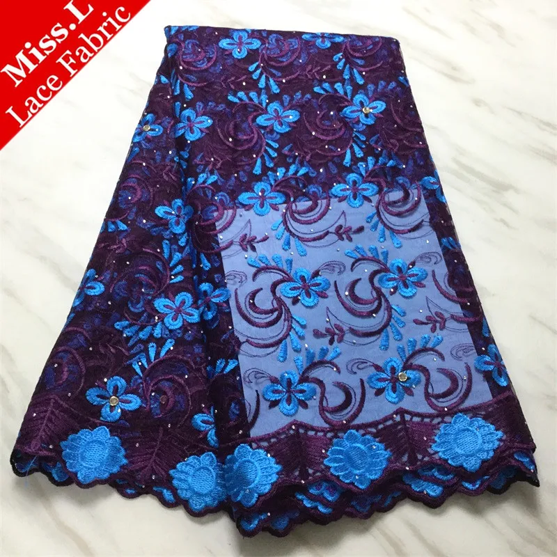 

Miss L New Arrivals African Tulle Lace Fabric With Rhinestone Stones 5 Yards French Lace Fabric 2020 For Saree Dress P3132875T