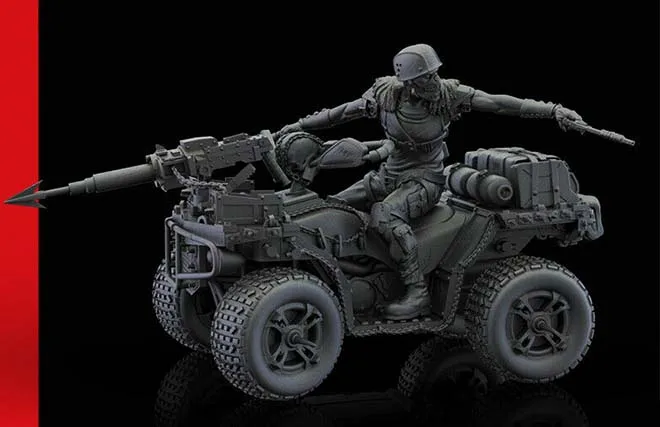 В разобранном виде 1/35 современный драйвер с велосипедом Смолы Рисунок Неокрашенная модель комплект