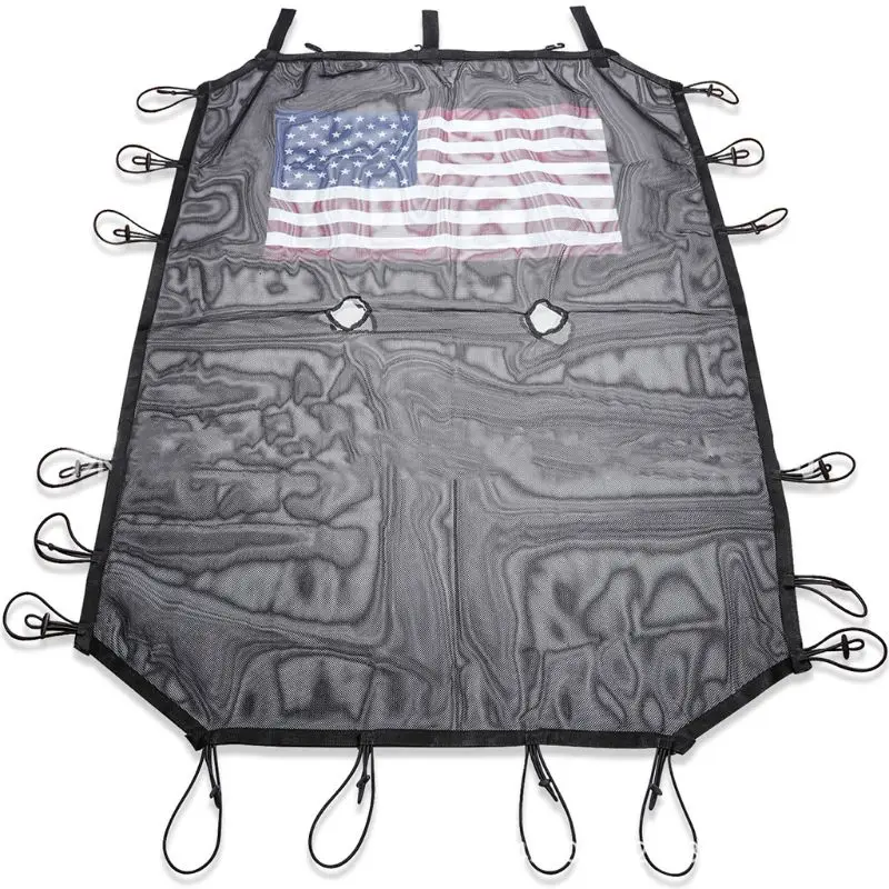 

American Flag Printed Sunshade Mesh Shade Top Cover Anti-UV Protection Sun Blocker for 4-Door Jeep-Wrangler