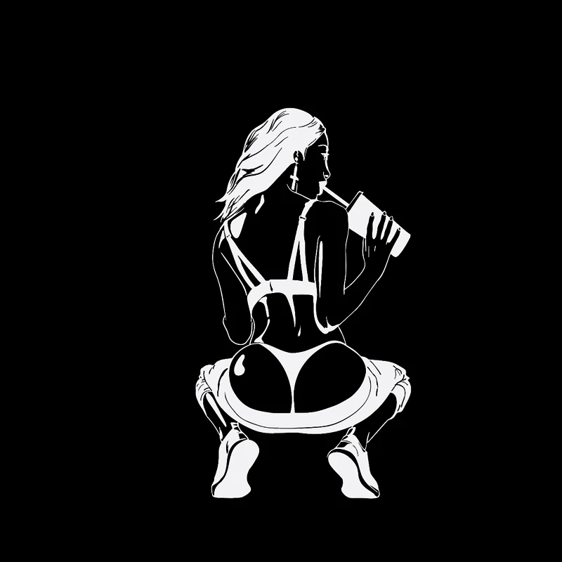 Drinking Sexy Attractive Girl Vinyl Decals Covering The Body Cover Scratches Waterproof Car Sticker Black/Silver Advanced Design