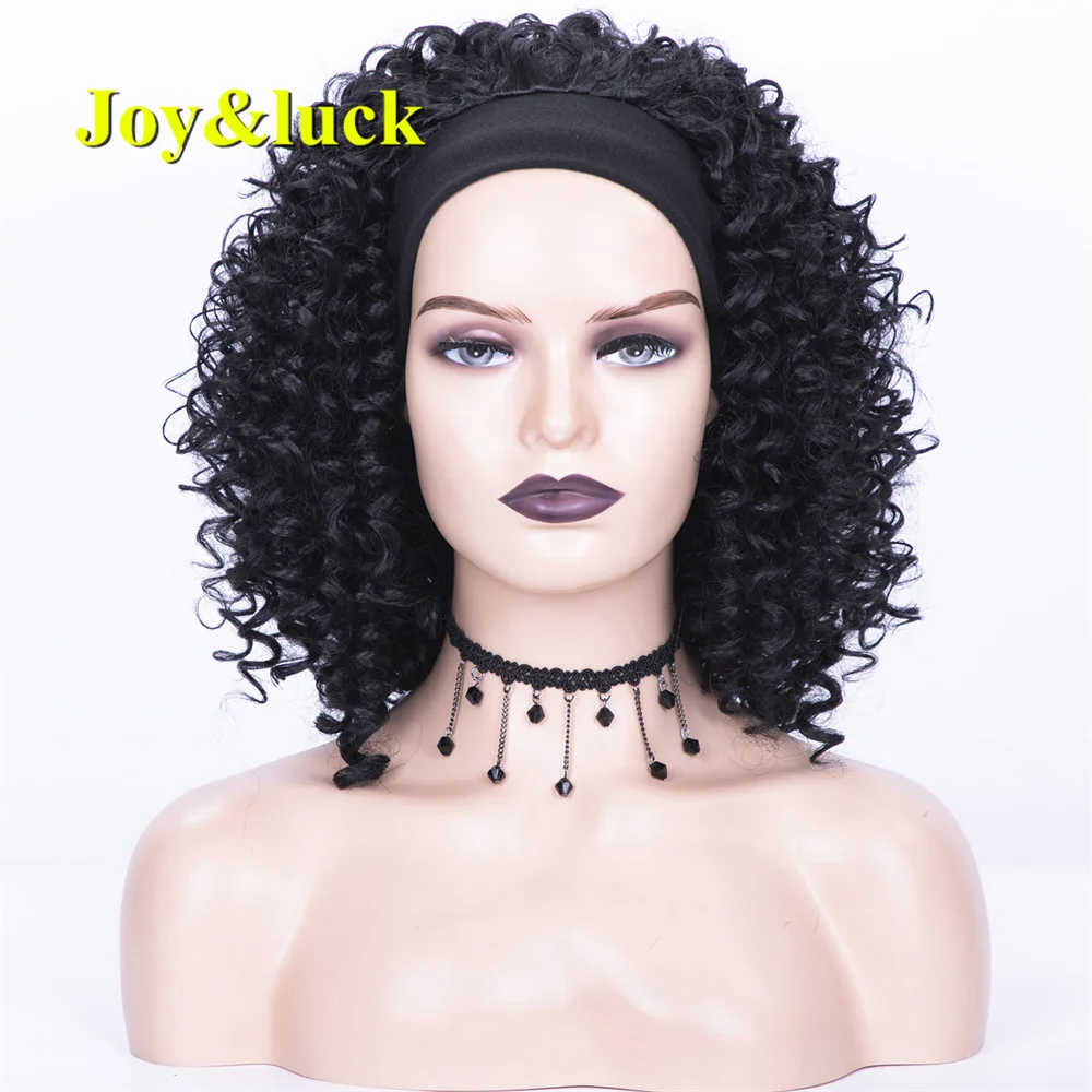 Headband Synthetic Wig Short Afro Kinky Curly Hair Wigs For Black Women Fluffy Curls Hairband African Turban Wrap Hair