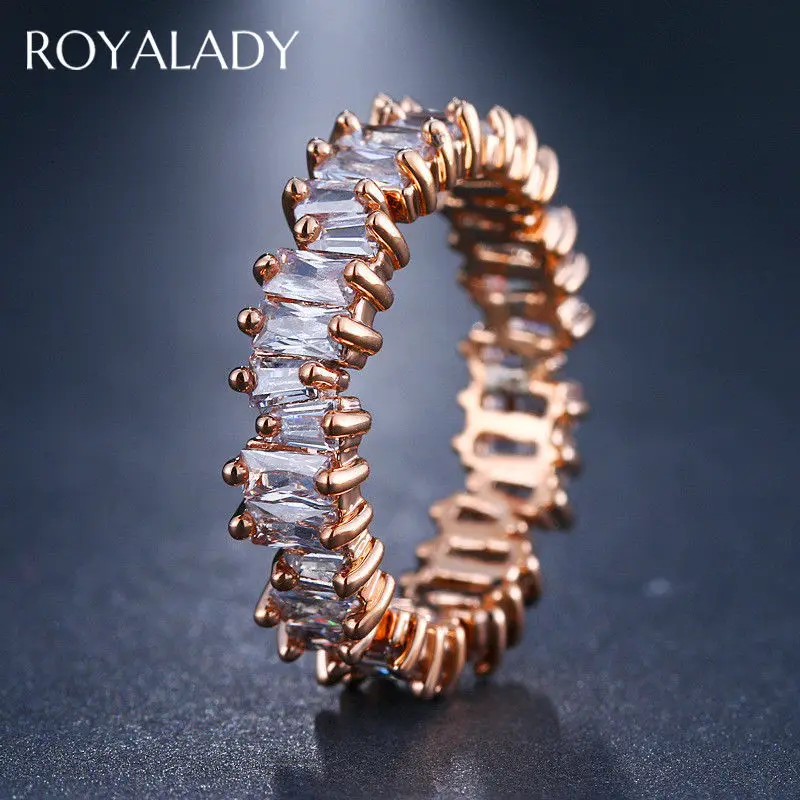 Новые необычные тонкие багет Кристалл Камень Модные золотые кольца для женщин обручальное кольцо Высокое качество палец кольцо ювелирные изделия