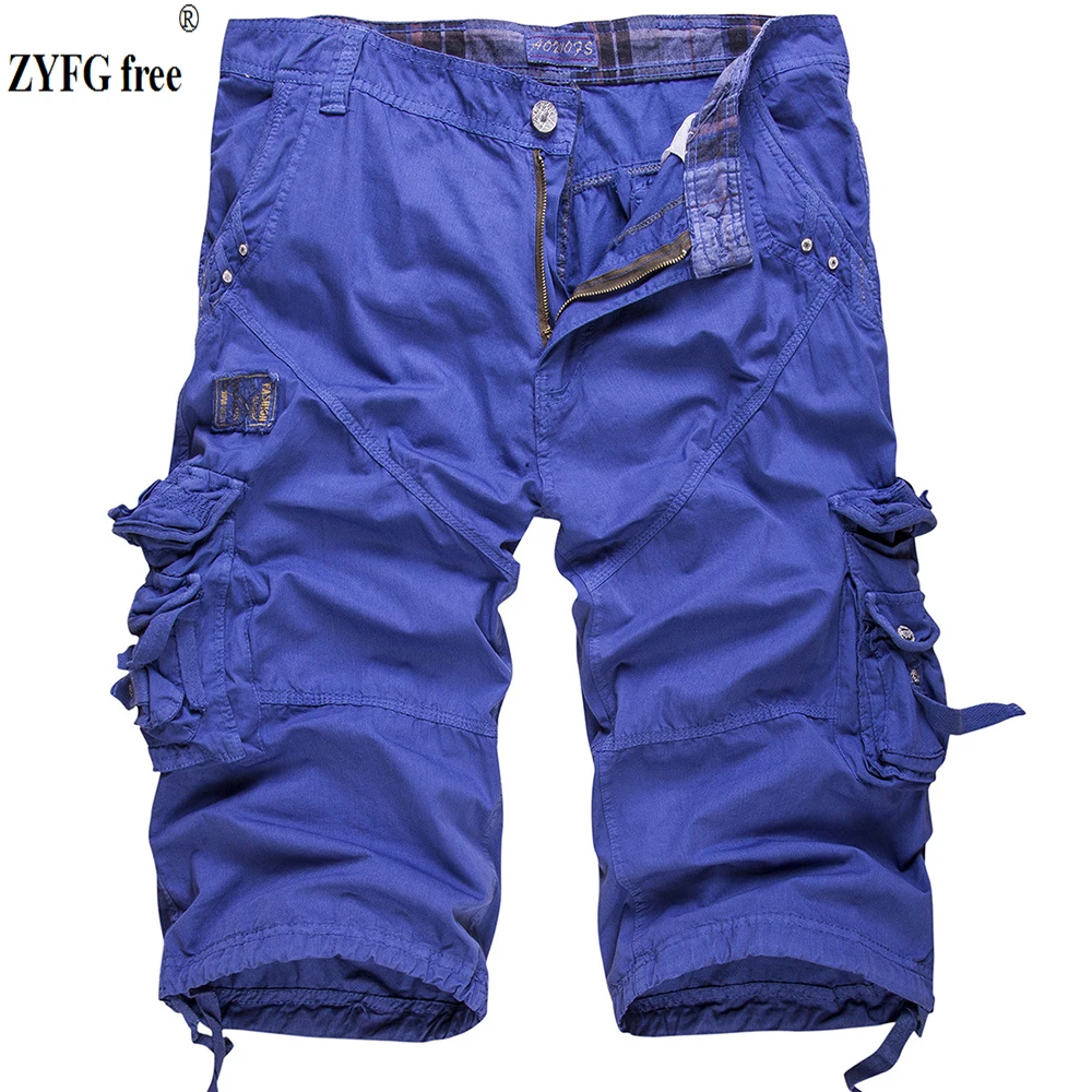 ZYFG free men overalls shorts solid color multi-pocket decorative shorts sports loose casual manwear spring and summer pants