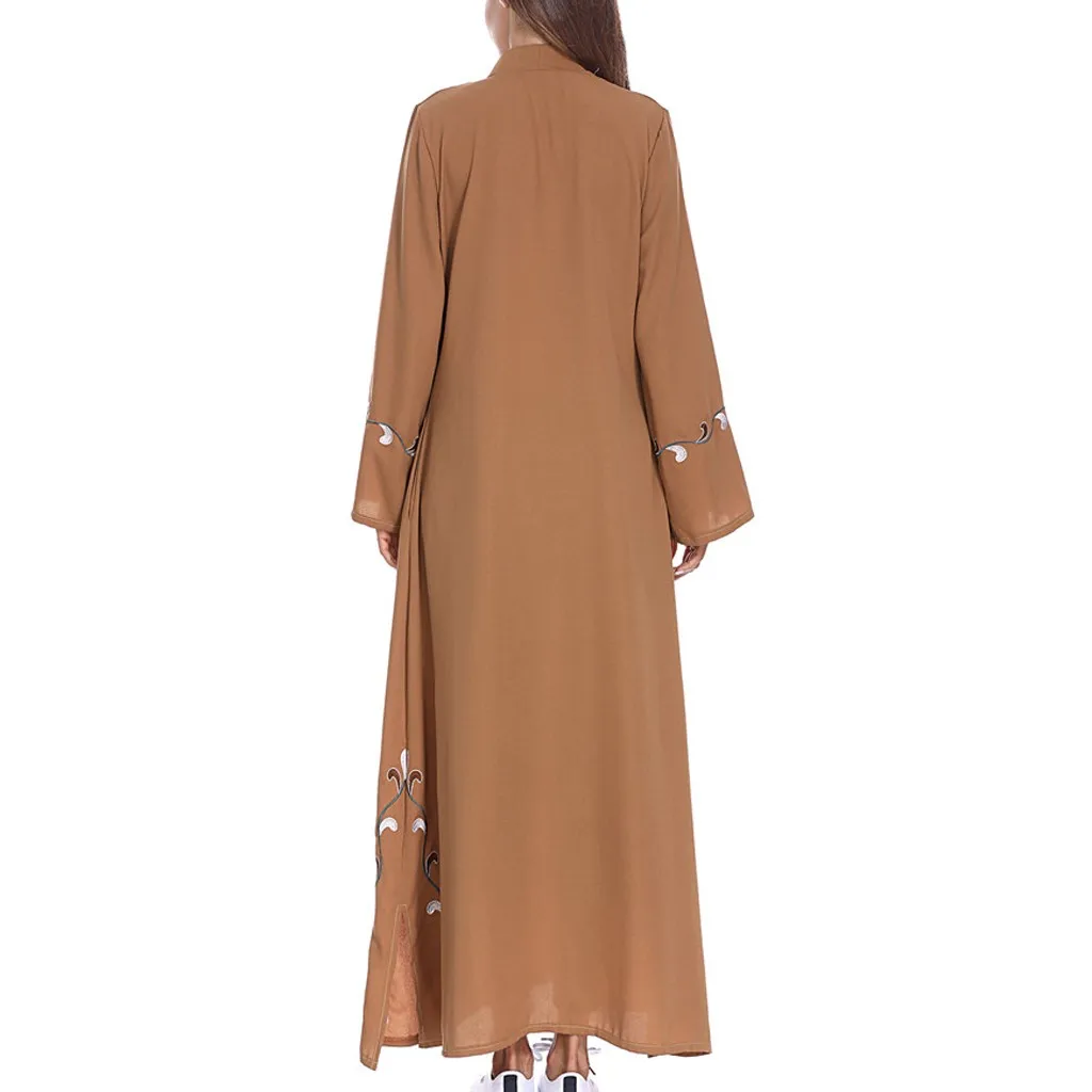 Мусульманское Макси Платье с цветочной вышивкой женское платье Abaya Дубай 2020