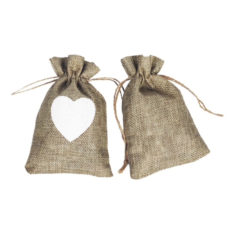 

Flax Bags Burlap Drawstring Pouch Christmas Love Heart Gifts Bag Wedding Party Bags for Coffee Beans Candy Makeup Jewelry,50Pcs