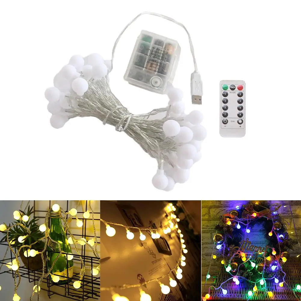 

6M 10M Led String Lights Remote Control LED Ball Light String Waterproof Outdoor Holiday Decoration Lamp Christmas String Light