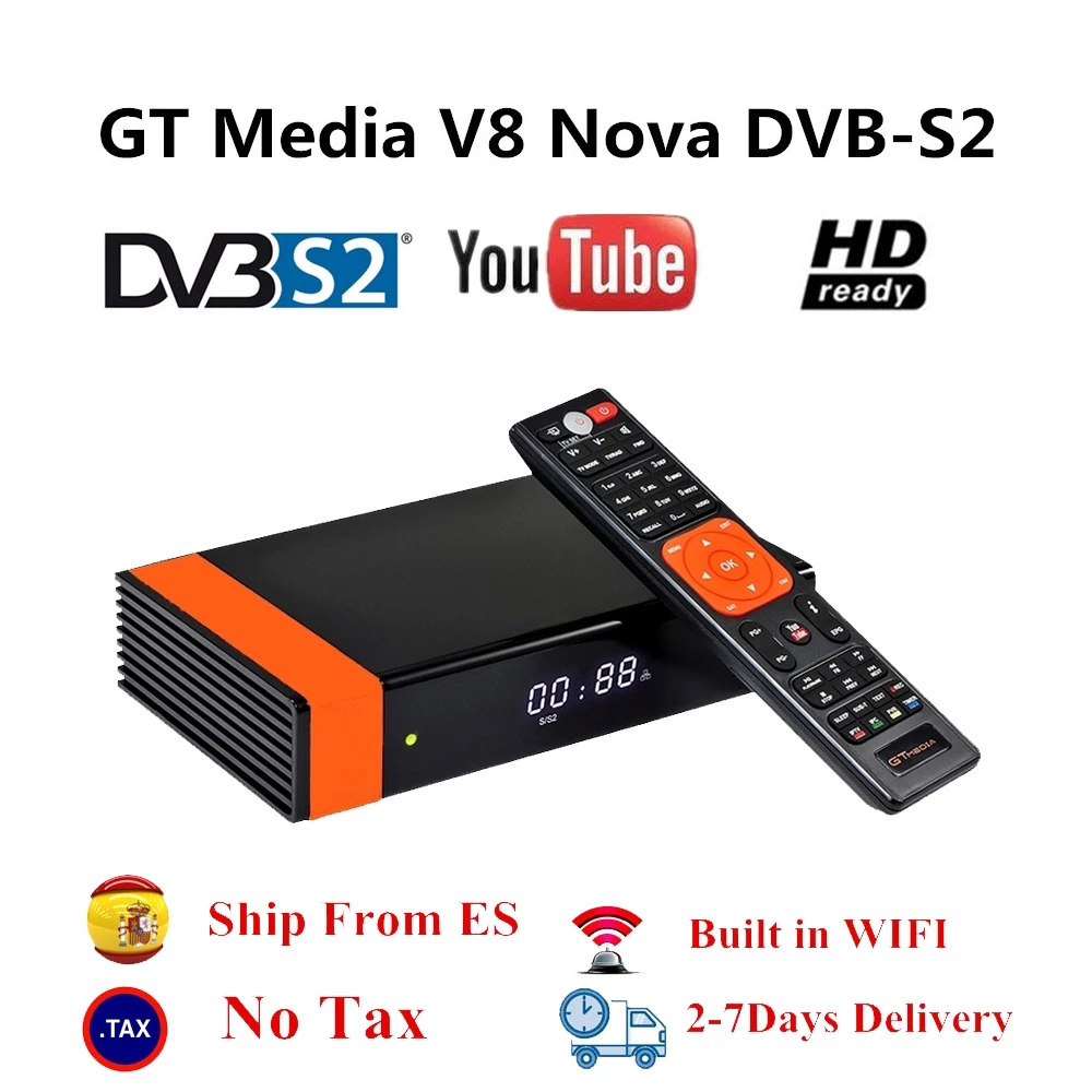

Stable GTMEDIA V8 NOVA Full HD Satellite TV Receiver + Spain 7-line cccam built-in WiFi H.265 DVB-S2 1080P TV Satellite Decoder