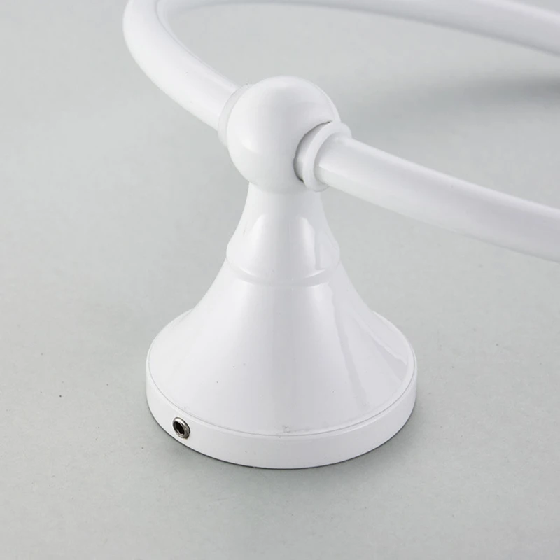 Towel Holder WC Bathroom Bath Towel Hanger Round White Ring Wall Mount Brass Holders Hand Ring