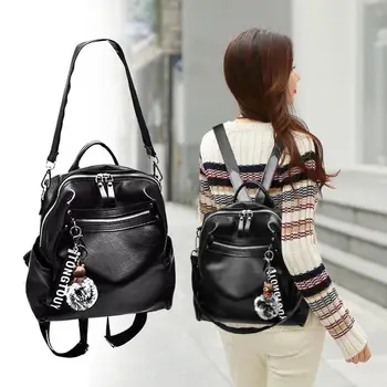 

Send Bear Pendant Popular Double Shoulder Backpack Women Fashion School Backpack College Backpack Shoulder Bags PU Party Prom