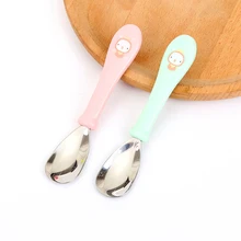 Милые детские ложки Мультяшные, из нержавеющей стали детские инструменты для кормления унисекс совок для риса посуда для детей случайные кухонные аксессуары