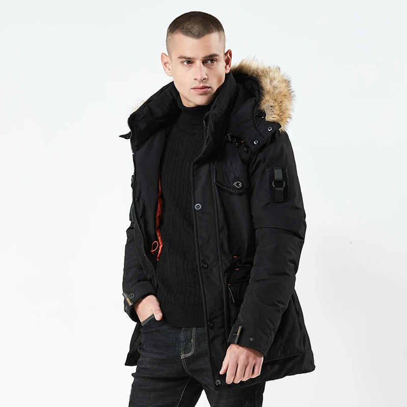 

Padded Windproof Long Coat Hiking Hunting Jacket Men Parkas Winter Hooded Fur Collar Clothes Men's Windbreakers Large Size Warm