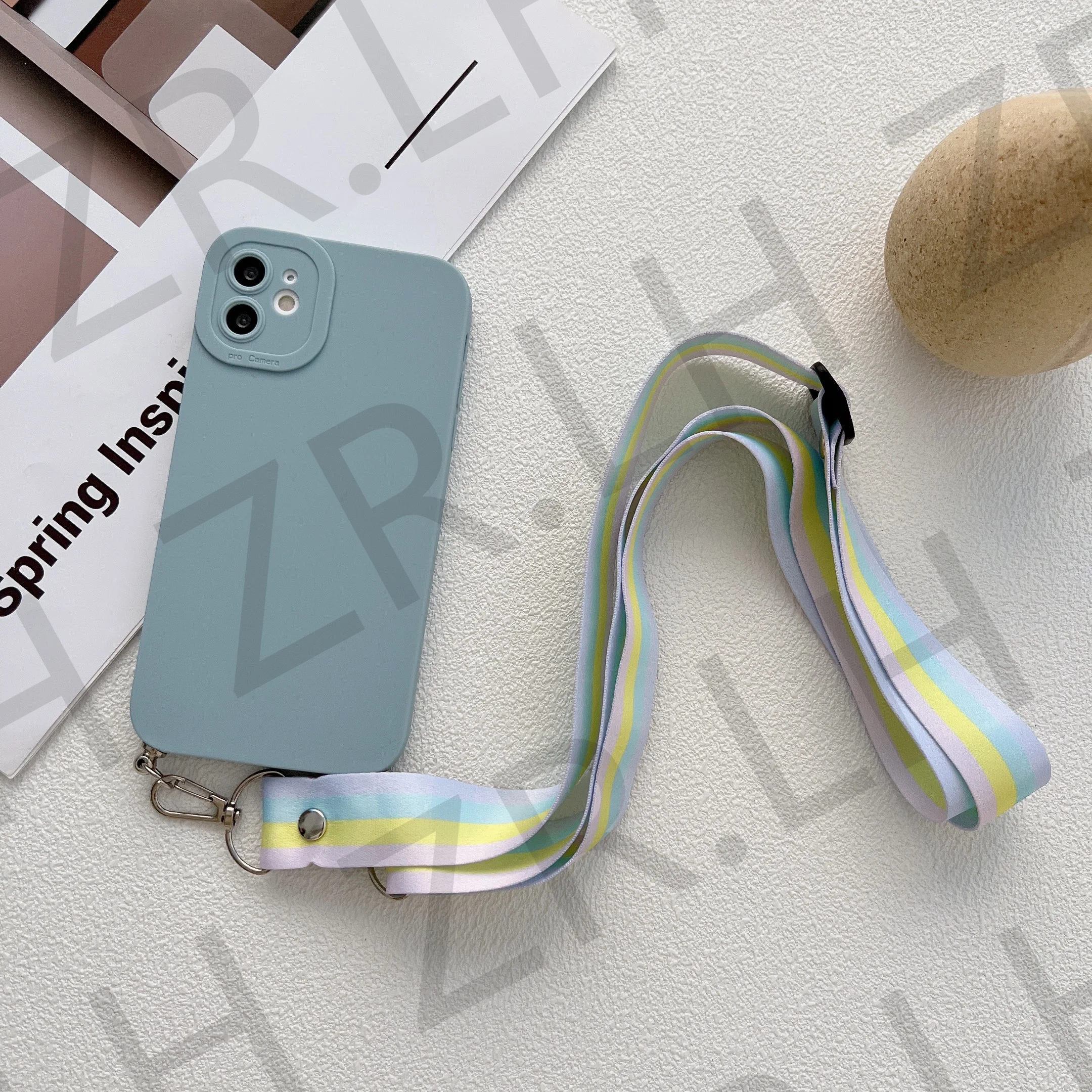 Elegant Crossbody Necklace Lanyard Phone Case with Chain and Silica Gel TPU Cover