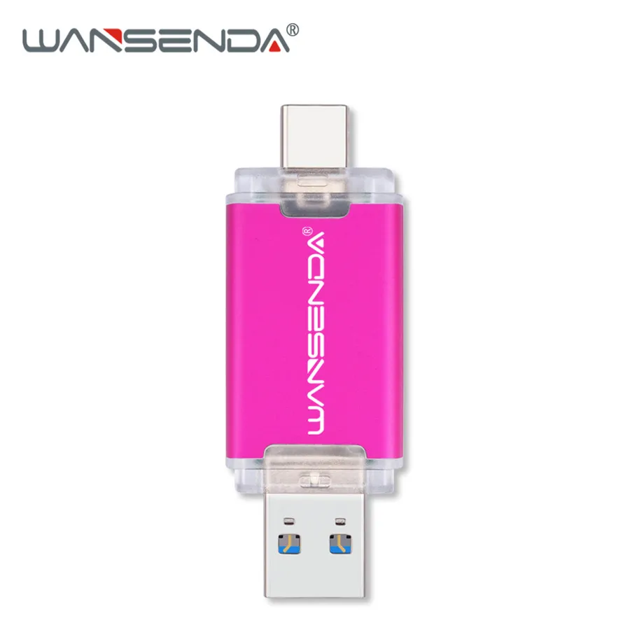 Rose Red WANSENDA 2 в 1 OTG USB флеш-накопитель USB3.0& Micro USB флеш-накопитель 512 ГБ 256 ГБ 128 Гб 64 ГБ 32 ГБ Флешка USB флешка для Android/PC - Цвет: Rose Red
