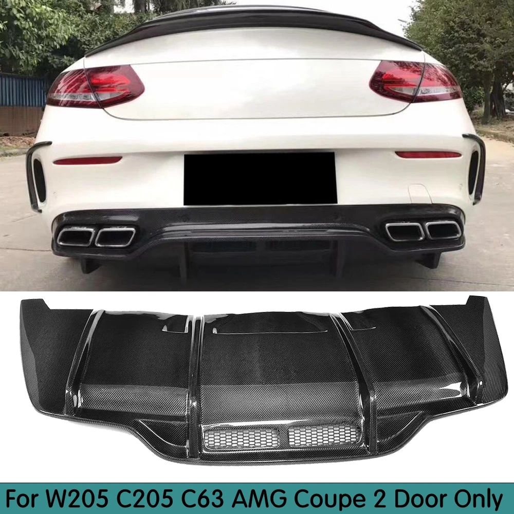 C class W205 C63 углеродного волокна автомобильный диффузор, губа на задний бампер для Mercedes Benz W205 C63 рассеиватель 2 двери и 4 двери - Цвет: For W205 2 DOOR