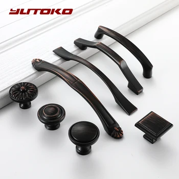 YUTOKO Coffee Red Furniture Hardware Handle Kitchen Cabinet hardware Door Drawer Knobs Wardrobe Cupboard Handle