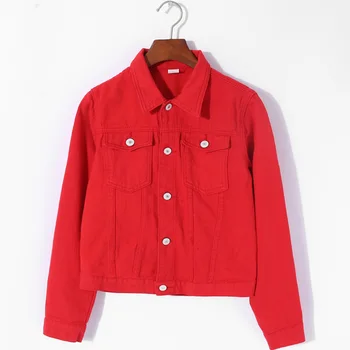 

Neon Color Basic Jeans Jacket Women White Spring Woman Denim Denim Womens Coats and Jackets Jean Slim Short Coat Jacket Feminina