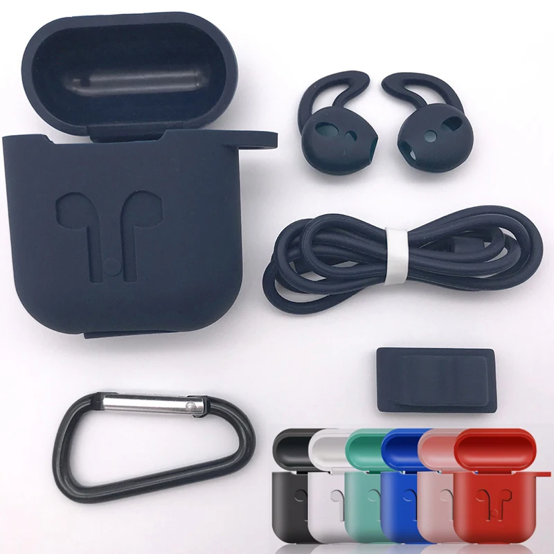 4 в 1 нескользящий Силиконовый чехол для Apple Airpods наушников с защитой от потери