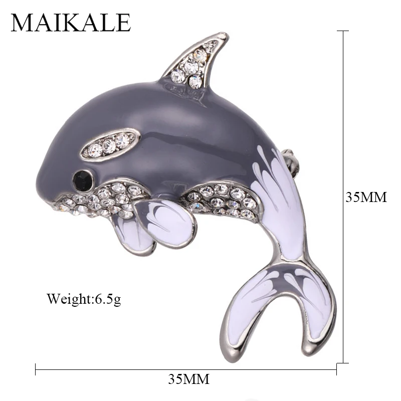 MAIKALE Милая эмалированная брошь с дельфинами на булавке брошь в виде животного хрустальные броши Рыба для женщин детская одежда костюм сумка аксессуары Подарки