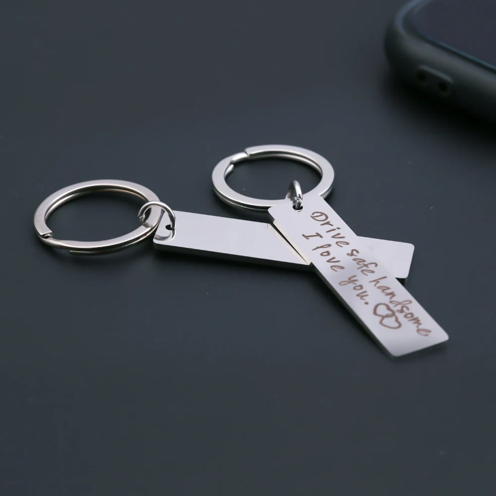 Engraved Keychain I Love You Keychain For Him Stainless Steel Key