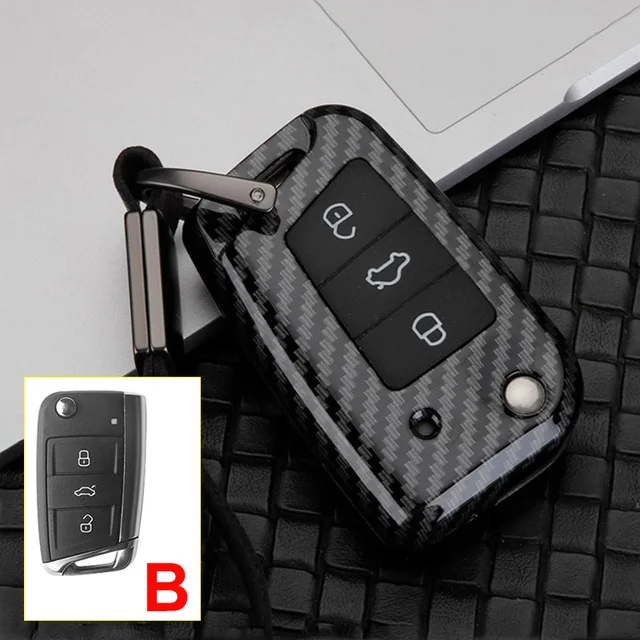 B carbon black Оцинкованный сплав+ силиконовый чехол для ключей брелок для Vw Scirocco Sharan Golf 6 Mk7 T4 Passat B8 B6 Polo 9N Passat B5 B7 Polo 6R - Название цвета: B carbon black