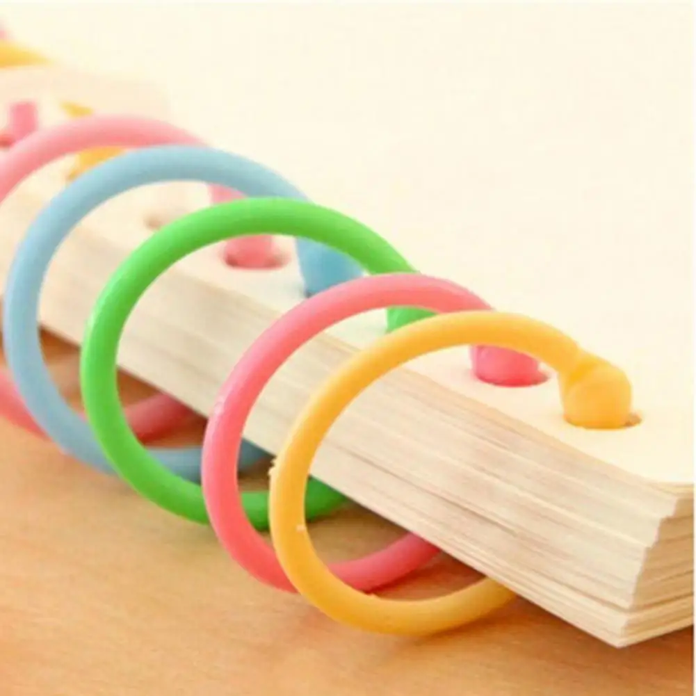 30Pcs Plastic Loose Leaf Binding Rings Candy Color Coil Binder Hoop Holder Tool Plastic Binding Rings