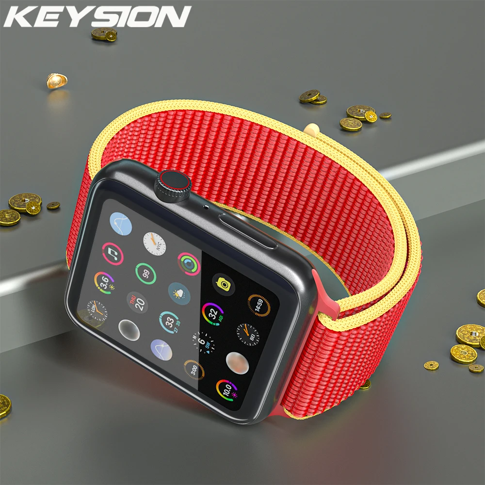 

KEYSION Strap for Apple Watch Band 44mm 40mm iWatch 42mm 38mm Smartwatch International Nylon Loop Sports Bracelet Watch 6 SE 5 4