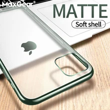 Матовый Прозрачный чехол для телефона iPhone 11 Pro Max чехол s для iPhone 6 6S 7 8 Plus X XS XR мягкий карамельный цвет чехол Fundas