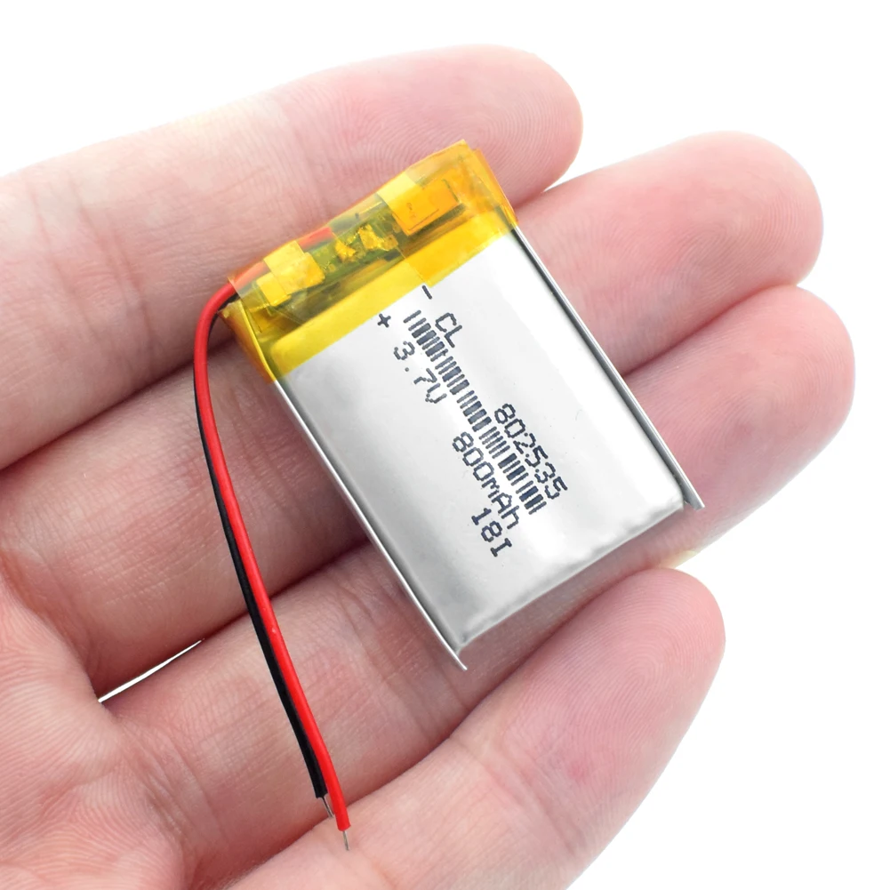 

3.7V 800mAh Rechargeable lipo battery 802535 lion polymer lithium cells With PCB for MP3 MP4 MP5 GPS DVD PDA Bluetooth Speaker