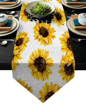 

Yellow Flower Warm Sunflower Table Runner Table Flag Home Party Decorative Tablecloth Table Runners for Wedding