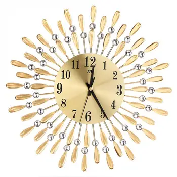 

Crystal Sun Flower Wall Clock Large Gold Luxury Modern Retro Style Silent Clocks for Living Room Office Home Decoration WKP627