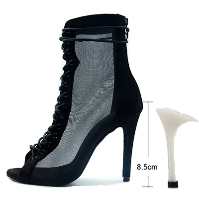 Women Dance Boots For Ladies High Heel Flannel Ballroom Modern Dance Shoes Black  Gilrs Soft Sole Bachata Salsa Dancing Shoes BLACK-8.5CM
