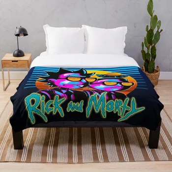 

Rick and Morty Outrun Style Poster Print Art Throw Blanket Soft Sherpa Blanket Bed Sheet Single Knee Blanket Office Nap Blanket