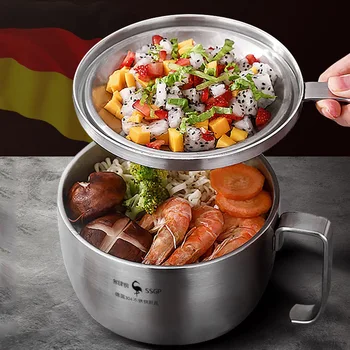 

New High quality instant noodles bowls Stainless Steel Bowls With Lid Camping cookware Outdoor camping cooking pots and pans set