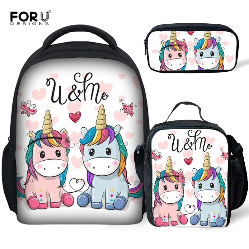 

FORUDESIGNS Kids Kindergarten Unicorn School Bags For Girls Schoolbag Toddler Book Bag Backpack Set Mini 12 Inch Mochila Escolar