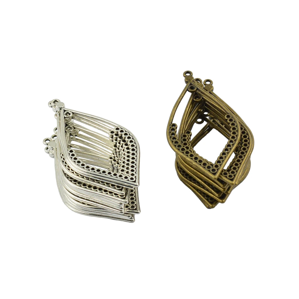 24Pcs Tibet silver color Metal Hollow Leaf Shape Frame Charms Pendants For Earring Dangle Jewelry Making