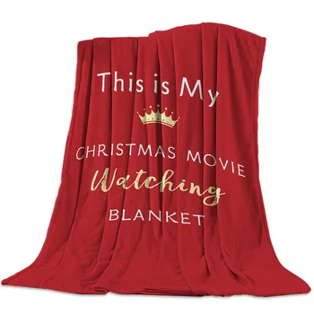 

Christmas Movie Watching Blanket Red Blanket Portable Flannel Blanket Hotel/Sofa/Office/Plane Travel Blankets for Beds