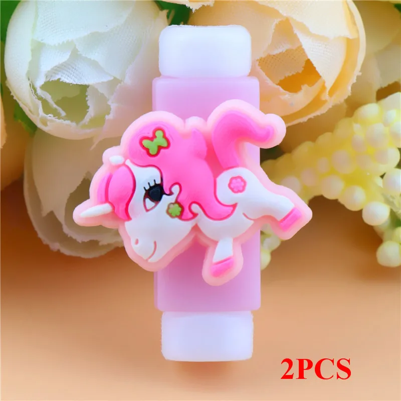 2Pcs Funny My Little Pony Cartoon Cable Protector For iPhone USB Charging Cable Cute Data Line Cord Protector Cable Winder Cover - Цвет: D